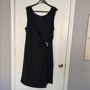 Lane Bryant Elegant Black Midi Dress with Ring Accent